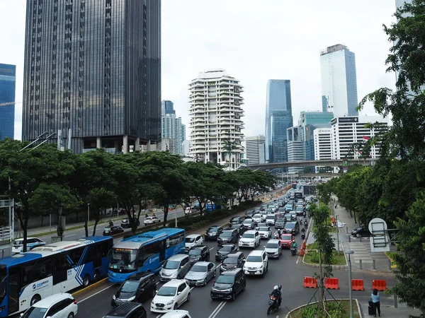 Jakarta Indonesien März 2019 Stau Auf Der Sudirman Street — Stockfoto