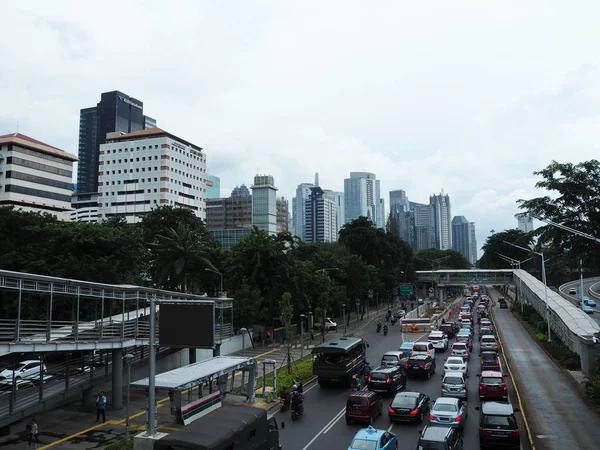 Jakarta Indonesia Marzo 2019 Traffico Congestionato Sudirman Street — Foto Stock