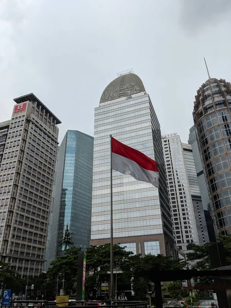 Jakarta Indonésie Února 2019 Putih Villa Pro Merah Indonéská Vlajka — Stock fotografie