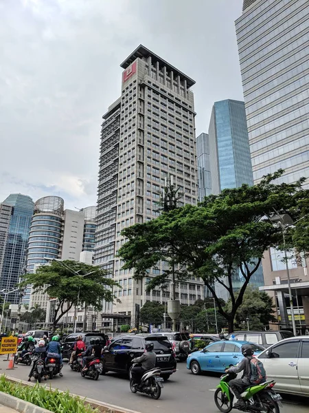 Jakarta Indonesia February 2019 Traffic Sudirman Street Senayan District — Stok fotoğraf