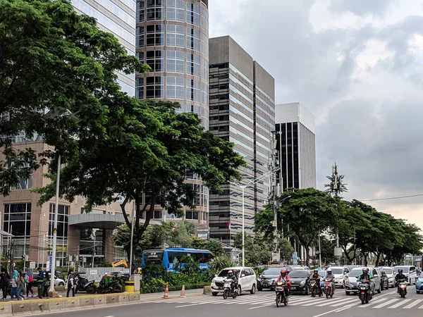 Jakarta Indonesia February 2019 Traffic Sudirman Street Senayan District — Stock Photo, Image