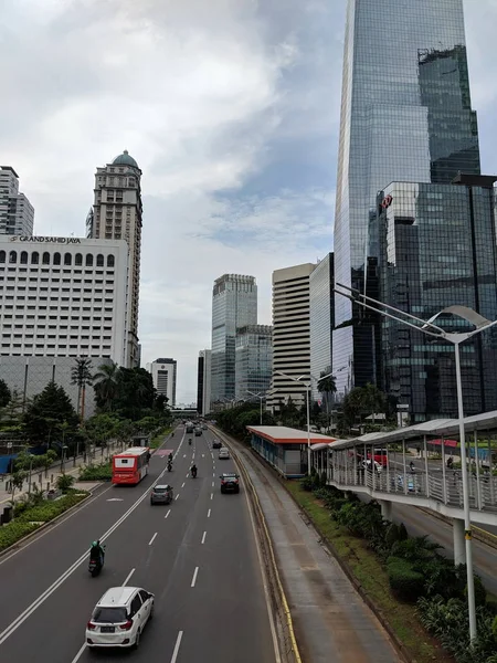 印度尼西亚雅加达 2019年2月16日 卡雷特区 Sudirman 街的城市景观 — 图库照片