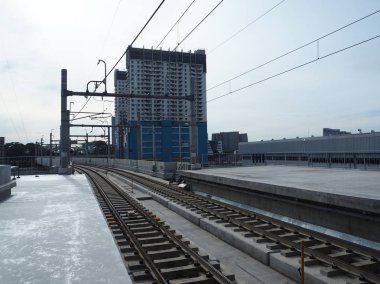 Jakarta, Indonesia - March 23, 2019: Empty railroad at Lebak Bulus MRT Station.