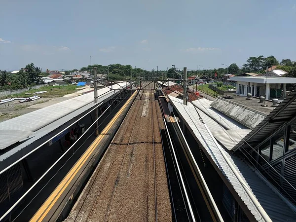 Serpong Indonesien April 2019 Järnvägs Spåren Cisauk Station — Stockfoto