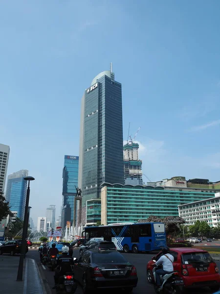Jakarta Endonezya Nisan 2019 Bundaran Civarında Jalan Thamrin Thamrin Sokak — Stok fotoğraf