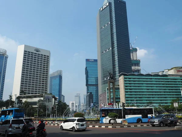 インドネシア ジャカルタ 2019年4月17日 ブンダランこんにちは周辺のジャラン タムリン タムリン通り の交通 — ストック写真