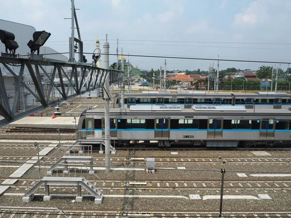 Jakarta Indonesien April 2019 Rader Mrt Jakarta Tåget Sätter Parkering — Stockfoto