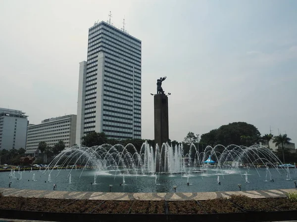 Jakarta Endonezya Nisan 2019 Jalan Thamrin Deki Bundaran Hotel Indonesia — Stok fotoğraf