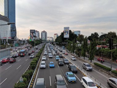 Jakarta, Indonesia - December 20, 2018 : Traffic on Jalan S Parman in Slipi district.