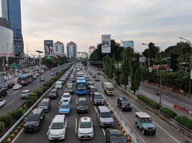 Jakarta, Indonesia - December 20, 2018 : Traffic on Jalan S Parman in Slipi district.