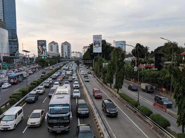 Jacarta Indonésia Dezembro 2018 Tráfego Jalan Parman Distrito Slipi — Fotografia de Stock