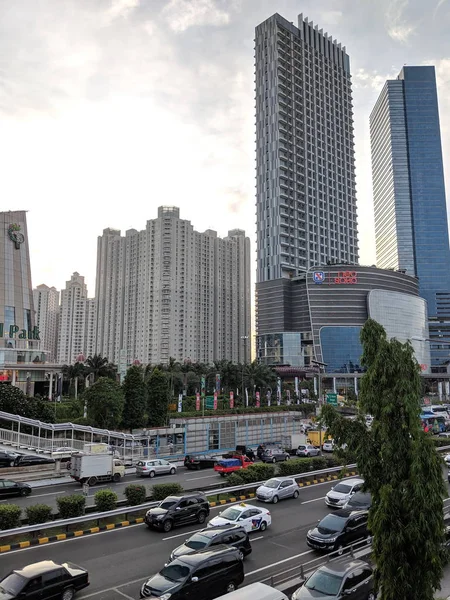 Jakarta Indonesia December 2018 Cityscape Jalan Parman Background Skyscrapers Slipi — Stock Photo, Image