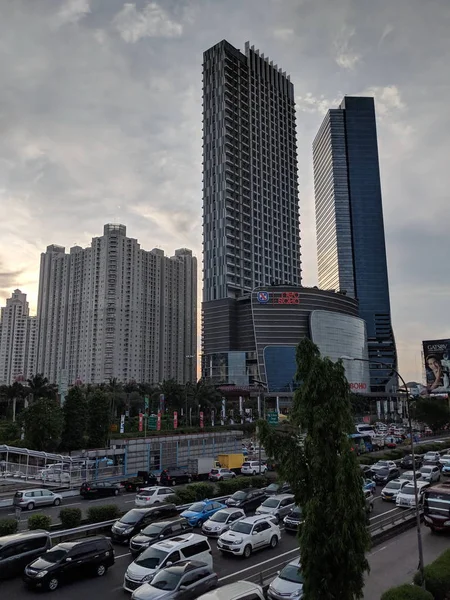 Jakarta Indonesien December 2018 Stadsbilden Jalan Parman Med Bakgrunden Sky — Stockfoto