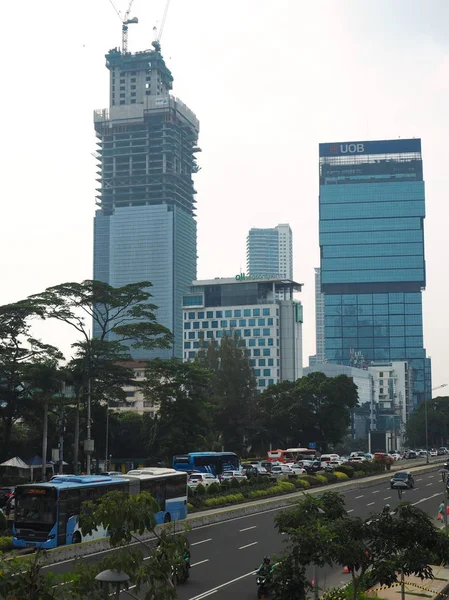 Jakarta Indonésie Juin 2019 Paysage Urbain Rue Sudirman Dans District — Photo