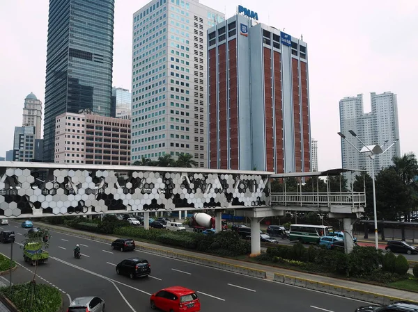 Jakarta Indonesia Giugno 2019 Design Futuristico Del Ponte Pedonale Dukuh — Foto Stock
