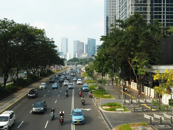 Jacarta Indonésia Junho 2019 Cidade Rua Sudirman Distrito Senayan — Fotografia de Stock