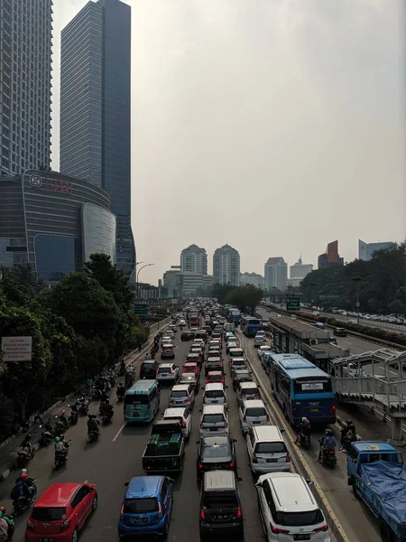 Jakarta Indonesia Agosto 2019 Traffico Jalan Parman Nel Distretto Slipi — Foto Stock