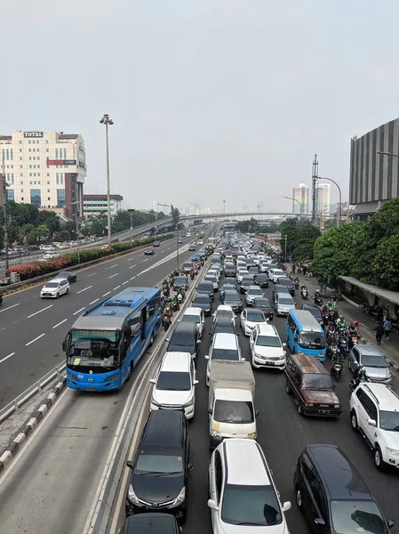 Jacarta Indonésia Agosto 2019 Tráfego Jalan Parman Distrito Slipi — Fotografia de Stock