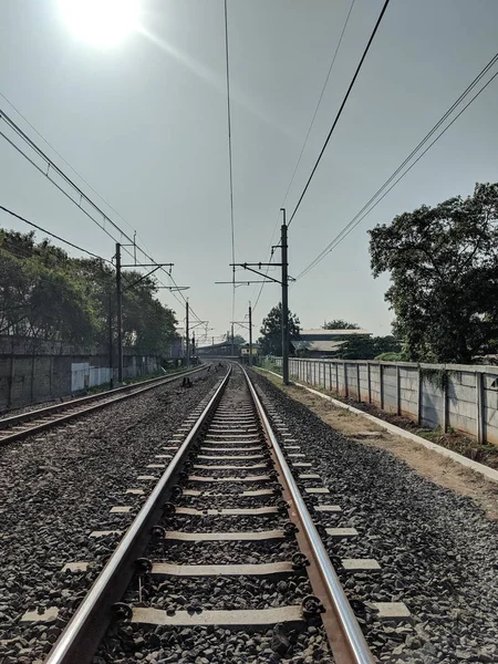 Jakarta Indonesien Augusti 2019 Järnvägsspåren Bojong Indah Station — Stockfoto