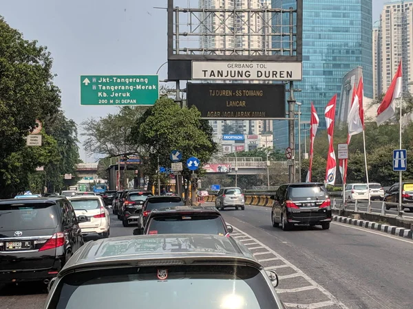 Jakarta Indonézia Augusztus 2019 Traffic Jalan Parman Slipi Kerületben — Stock Fotó