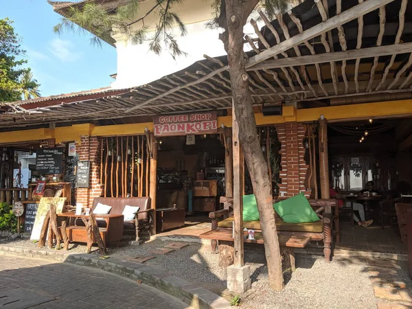 Denpasar Indonésia Setembro 2019 Café Beira Mar Praia Calçadão Área — Fotografia de Stock