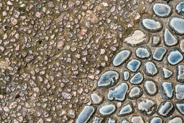 Piccolo Marrone Verde Ghiaia Cemento Pavimento Texture Sfondo — Foto Stock