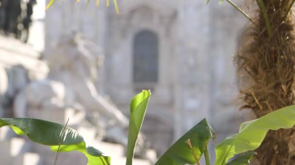 Biały Lew Słoneczny Dzień Placu Duomo Mediolanie — Wideo stockowe