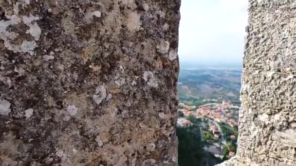 意大利城堡的古老和中世纪的墙壁 历史精彩网站 — 图库视频影像