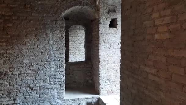 Antik Ortaçağ Taş Odaya Talyan Castle Tarihsel Harika Bir Site — Stok video