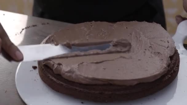 Chef Pastelaria Preparar Bolo Chocolate Incrível — Vídeo de Stock