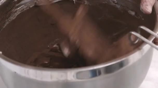 Pastelero Mezcla Crema Cacao Tazón Grande — Vídeo de stock