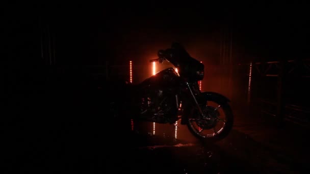 Chroom Details Mega Verlichting Voor Een Harley Davidson Screamin Eagle — Stockvideo