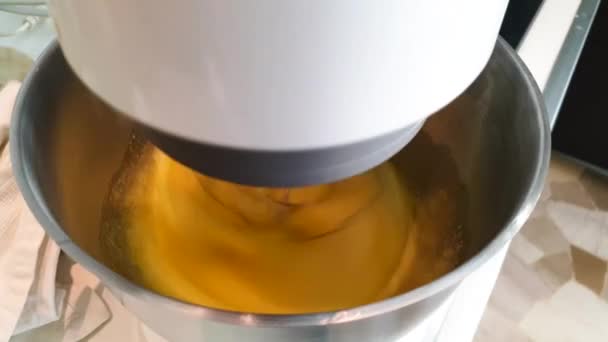 Planetary Mixer Mixing Eggs Sugar — Stock Video