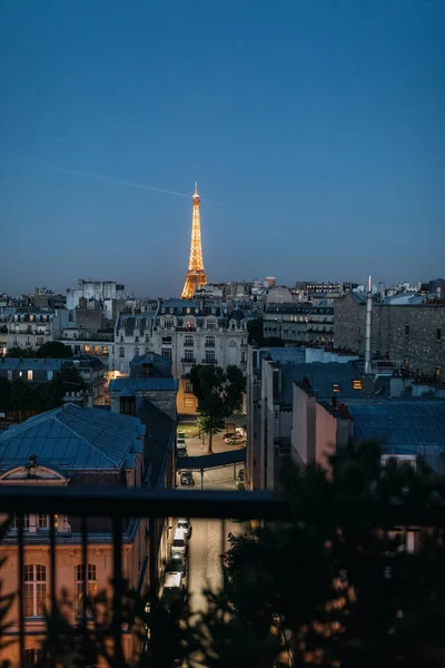 Torre Eiffel Iluminada París Por Noche — Foto de Stock