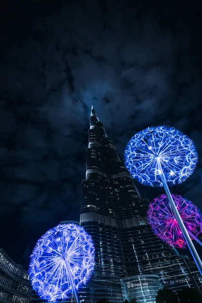 迪拜世界贸易中心的夜间景观 Uae — 图库照片