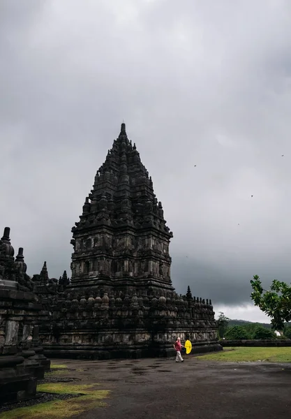 Ступ Temple Боробудур Сірий Дощовий Небо — стокове фото