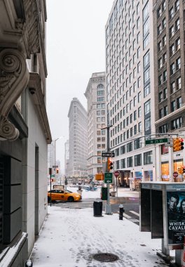 Manhattan, New York, Usa - 2 Mart 2019: Karla kaplı şehir manzarası