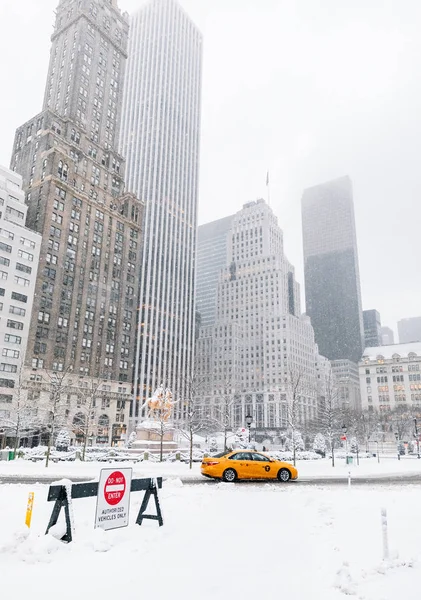 Manhattan New York Usa Mart 2019 Karla Kaplı Şehir Manzarası — Stok fotoğraf
