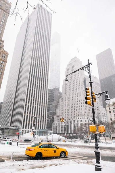 Манхэттен Нью Йорк Сша Марта 2019 Года Город Снегу — стоковое фото