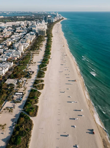 Widok z lotu ptaka na plażę Miami, Floryda, usa — Zdjęcie stockowe