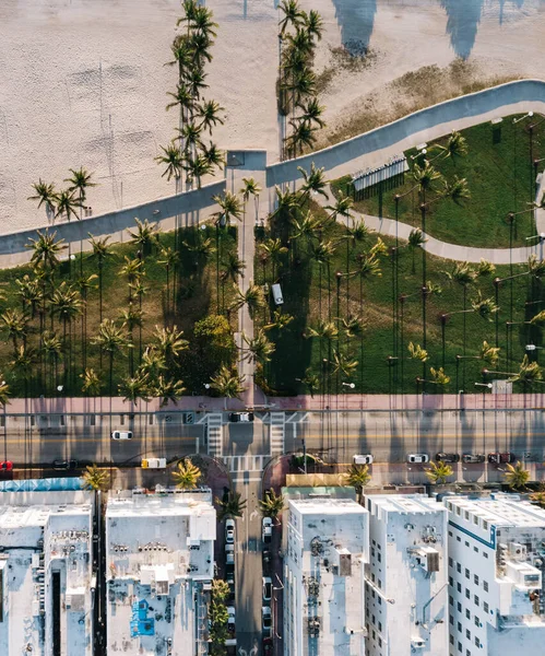 Widok z lotu ptaka na plażę Miami, Floryda, usa — Zdjęcie stockowe