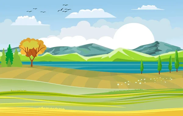 Ağaçlı ve tepeli manzara