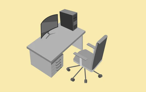 Computer table above view, isometric style vector — Stock Vector