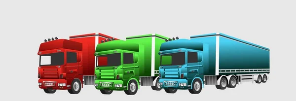 Set Big Trucks Vector Illustration Isolated White Good Transport Logistics — Stock Photo, Image