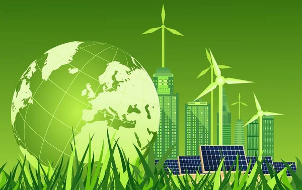 Global Environment Protection Alternative Energy Concept Illustration Vector 全球和能源效率 — 图库矢量图片