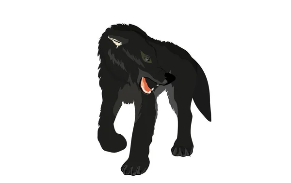 Wolf Vektor Illustration Isoalated Vitt — Stock vektor