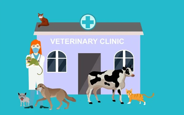 Veterinarian His Patients Animals Veterinary Clinic — Stock Vector