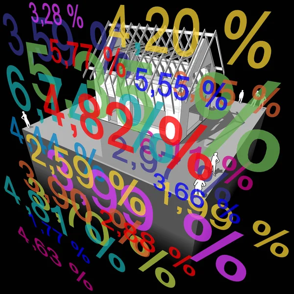 Diagram Simple Detached House Construction Many Interest Rate Percents Front — Stock Vector