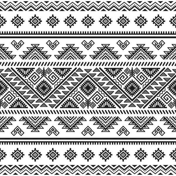 Padrão Monocromático Sem Costura Étnica Fundo Geométrico Asteca Impressão Tribal — Vetor de Stock