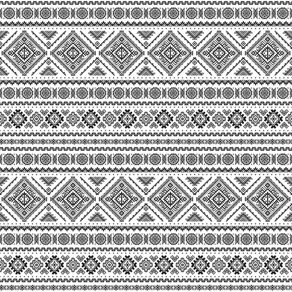 Ethnic Seamless Monochrome Pattern Aztec Geometric Background Tribal Print Navajo — Stock Vector